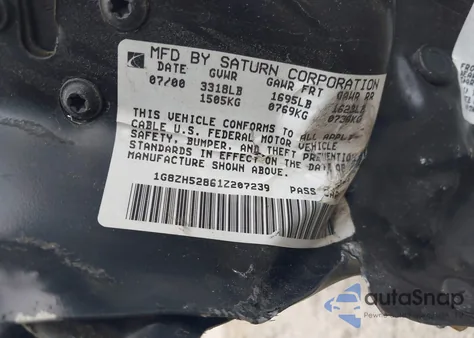 2001 Saturn Sl1 from USA, damaged, VIN 1G8ZH52861Z207239